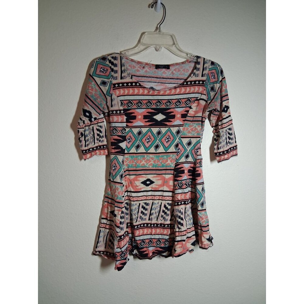 Love J Dress Tribal Print Aztec Y2K Casual Pink Girls Size Large